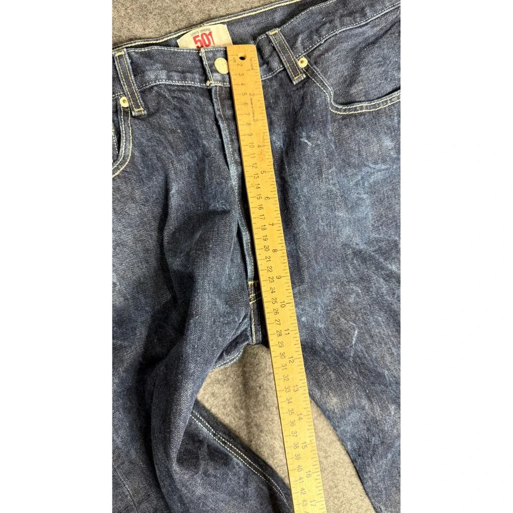 Levis‎ 501 Original Straight Leg Dark Wash Indigo Denim Button Fly Jeans 36x34